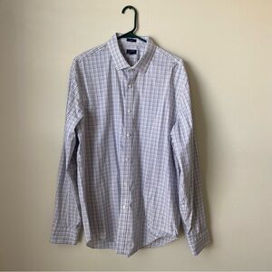J. Crew Men’s White Tan and Blue Plaid Button Down Shirt Size XL Slim